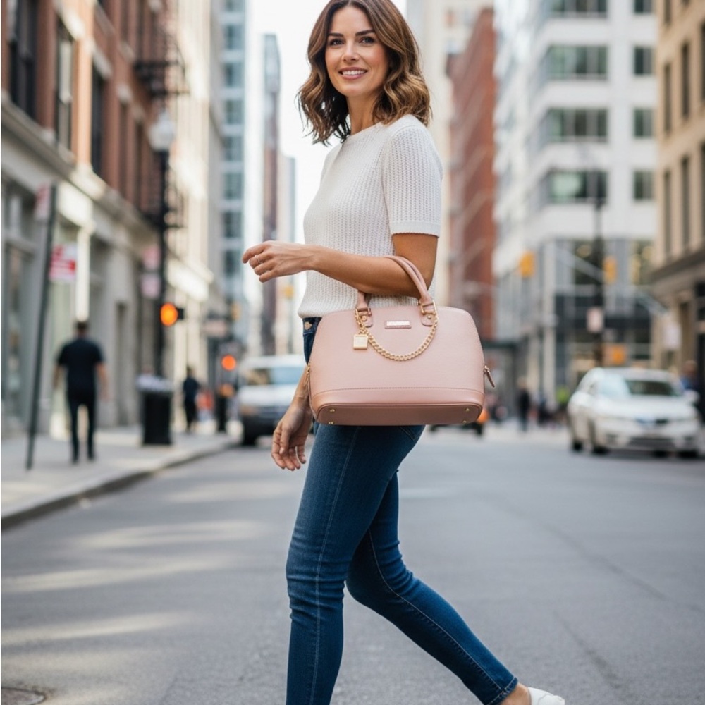 Joy & Iman Elegant Tan/Brown Satchel Handbag